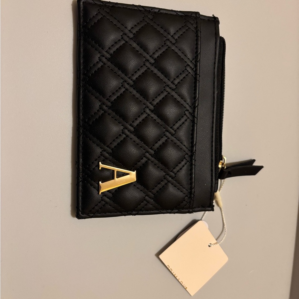 Primark Black Quilted Wallet with Gold Accent